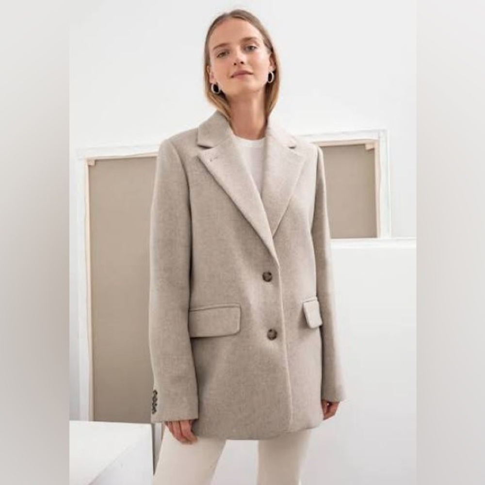 & Other Stories Oversized Wool Blend Blazer in Oatmeal Beige